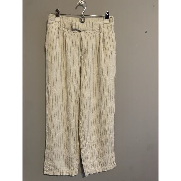 A New Day Women's‎ High-Rise White Striped Linen Blend Wide Leg Pants Size 4 - Picture 1 of 7